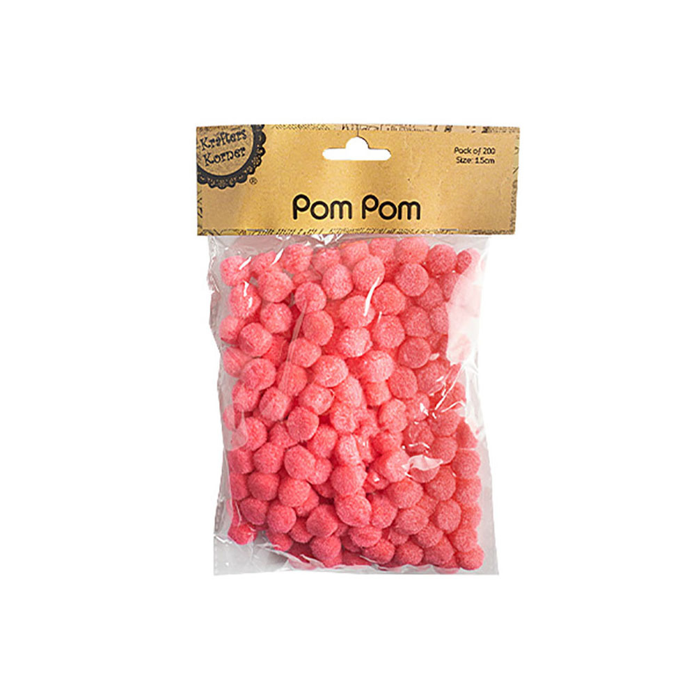 PomPom  15mm Hot Pink Pack 200